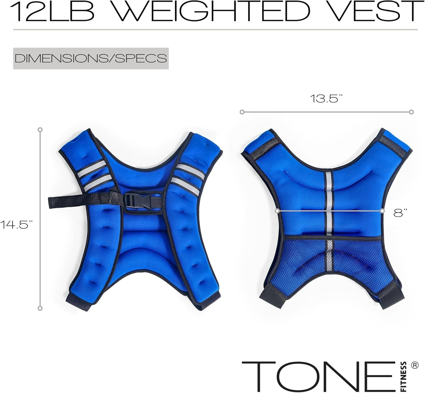 Tone Fitness Weighted Vest | 8lb or 12lb | Multiple Options