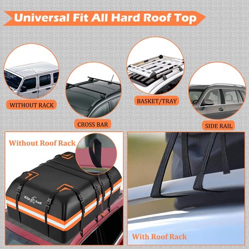 Big Ant Car Rooftop Cargo Carrier Bag 23 Cubic Feet, Roof Bag Waterproof Topper Luggage Carriers for All Vehicle with/without Rack Bar Include Anti-Slip Mat, 8 Door Hooks, 2 Extra Straps, Luggage Lock