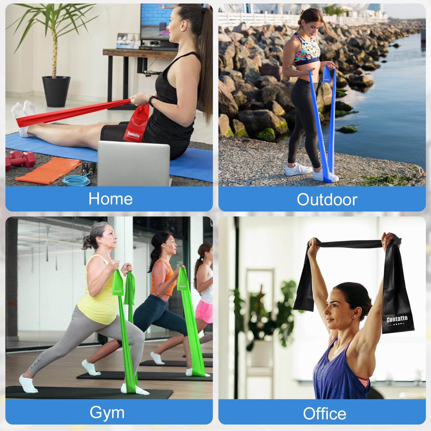 Exercise Bands Resistance Bands for Working Out, Workout Bands with Different Strengths, Elastic Band for Exercise, Physical Therapy Equipment, for Yoga, Strength Training, Pilates, Stretching