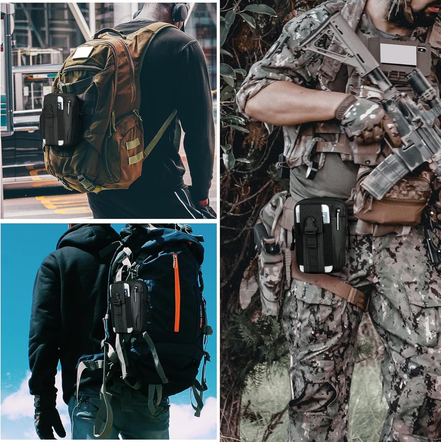 IronSeals Tactical Molle Pouch Compact Utility Waist Bag Phone Holster Holder for 4.7"-6.9" iPhone 15 Pro Max/15 Pro/14 Plus/14 Pro Max/14/13 Pro Max/13 Pro/12 Pro Max/11 Pro Max