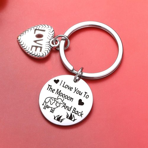 ZQEOU Cow Stuff Love Keychain Cow Gifts Cow Lover Keychain Cow Themed Gifts Best Friend Jewelry Mothers Day Keychain For Cow Mom Gift BFF Cow Birthday Jewelry Cousin Keychain Cow Dad Keychain