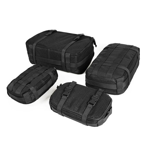 CASONMMAX 4 Set Tactical Packing Cubes ，Compressible Mesh Duffle Storage Bag,Portable Edc Molle Pouch Organizer. (BK)