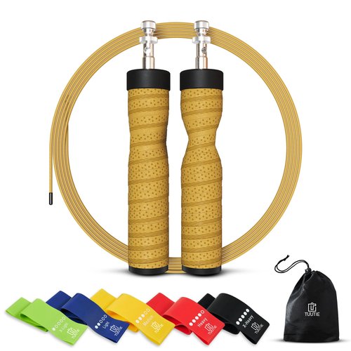 TUUTIE Fitness Jump Rope for Men and Women with Resistance Bands,Jump Ropes for Fitness Workout Equipment, Adjustable Length Skipping Rope Slip Resistant & Lightweight, Gym Equipment for Home