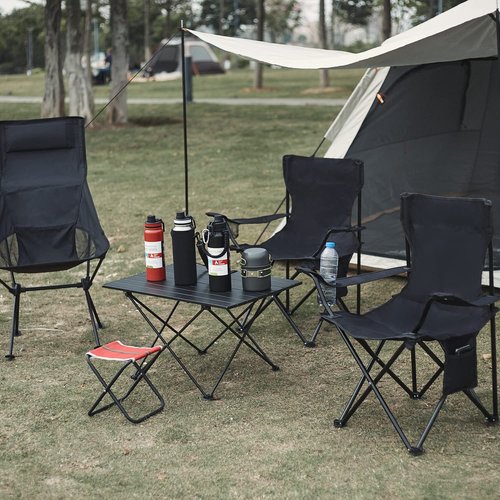 Damei century 4PCS Folding Camping Chairs-Lightweight, Installation-Free, Portable Chair for Beach, Lawn, Outdoor Sports,Black