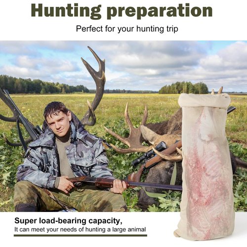 Qiullen 5-Pack Cotton Game Bags for Hunting - Breathable Meat Storage Bags for Elk, Deer, Caribou & Moose | Reusable, Washable with Reflective Strips & Ropes |4x48 + 1x28