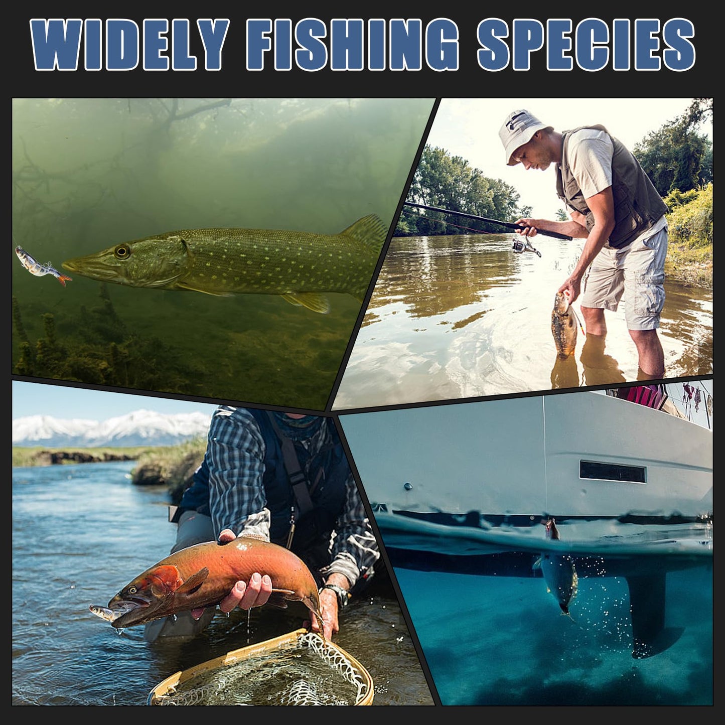 Fishing Lures for Bass, Topwater Fishing Lures, Multi Jointed Swimbaits, Lifelike Slow Sinking Swimming Bass Lures for Freshwater and Seawater Fishing Accessories