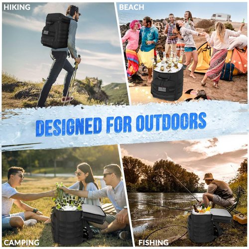 WOTOW Backpack Cooler 45 Cans - Tactical Insulated Soft Cooler Bag for Men Women - Large Capacity Leakproof Back Pack with Widened Top Handle, Cooler Backpack Camping Hiking Picnics Beach (Dark Black)