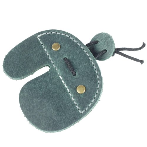 Toprank Leather Archery Finger Tabs - Handmade Finger Guard for Shooting Practice Gear, Recurve Bow Fingers Tab (Green)