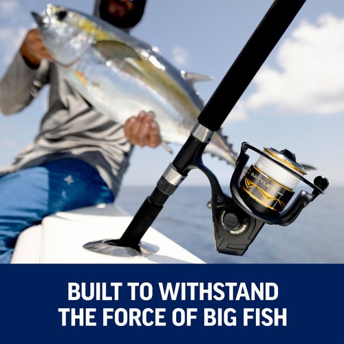 PENN 8' Battle IV Spinning Fishing Rod and Reel Combo Kit, 5000 Reel, CNC Gear Technology, Full Metal Body and Sideplate, HT-100 Drag System