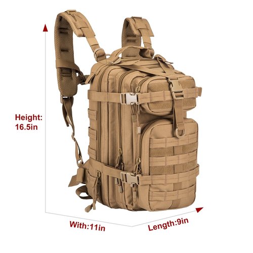 ZSearARMY Small Military Survival Backpack Tactical Hydration backpack for Hiking Riding (TAN)