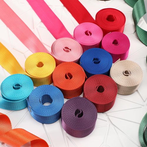 Windyun 24 Rolls Nylon Webbing 1/1.5 Inch Wide Heavyweight Nylon Strap 3.3 Yard 24 Colors Webbing Strap DIY Craft Gear Repair, Pet Collars, Pet Leash, Backpack, Gardening(3.3 Yard X 1.5 Inch)