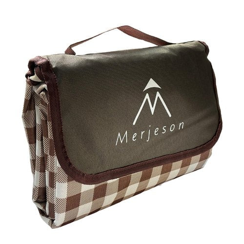Merjeson Outdoor Picnic Blanket, Waterproof Foldable, Extra Large 79x77in, Portable Compact Beach Mat, Oversize Picnic Mat, for Camping&Music Festival&Lawn (Brown)