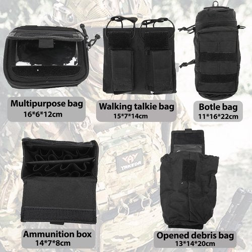 YAKEDA MolleTactical Belt for men-Battle Belt Duty Belt Law Enforcement Utility Belt Police Belt Set 5 PCS (Black)