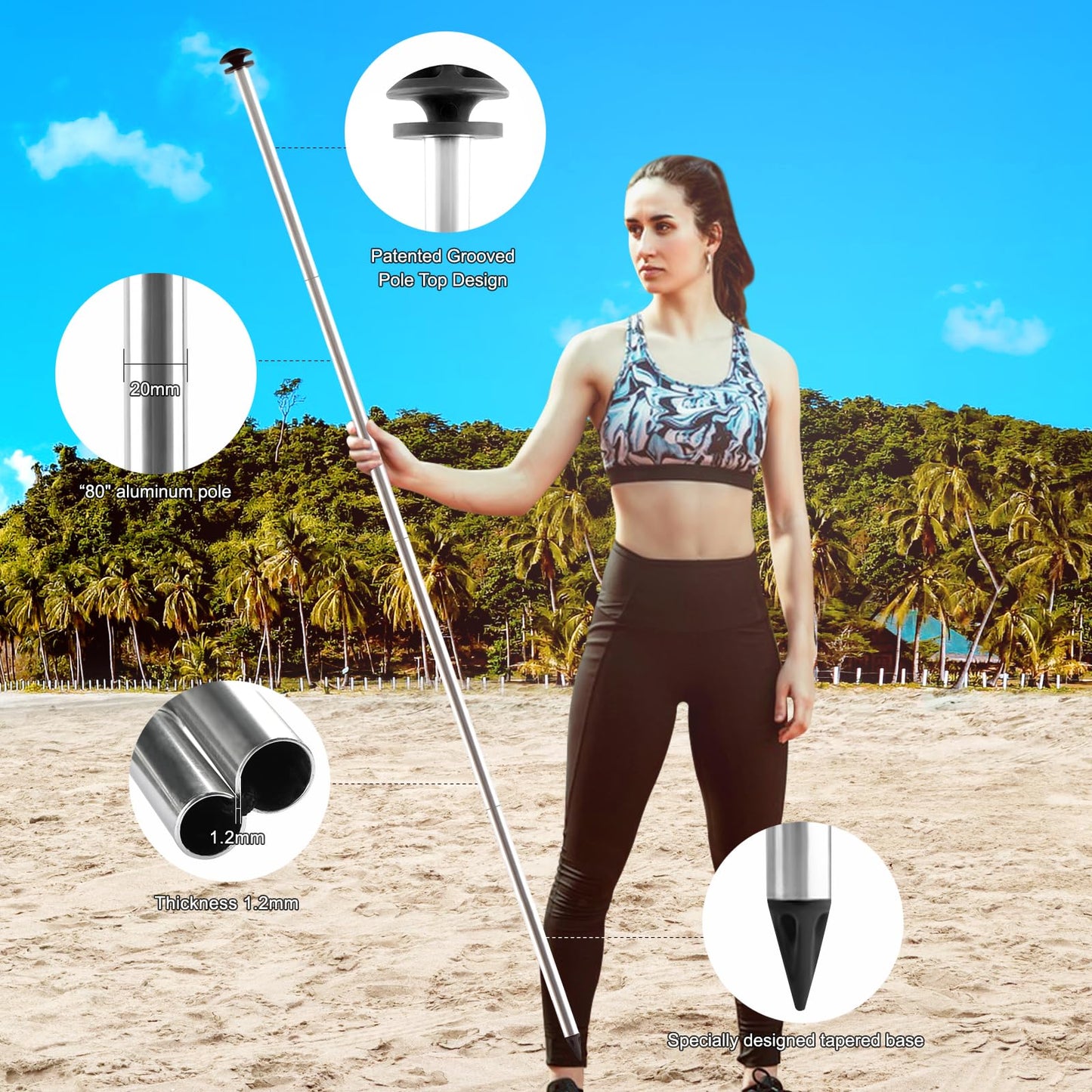 ABXMAS Beach Tent Sun Shelter with UPF50+ Protection, Grande Beach Tent for Family Vacation, Outdoor Beach Shade Canopy with 4 Pole and 8 Sandbags for Camping Fishing Backyard Fun (10×10FT)