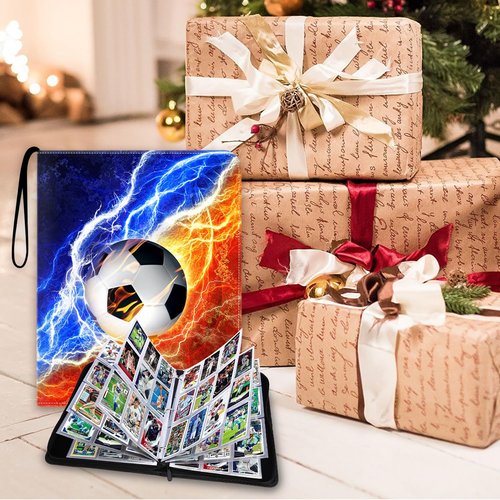 LOMONEH Soccer Card Binder 9 Pocket Fits 900 Cards, Trading Card Holder with 50 Removable Sleeves for 2024 Euro Soccer Cards,Hockey, Football, Basketball, Baseball, Sports, MTG, Games Trading Cards