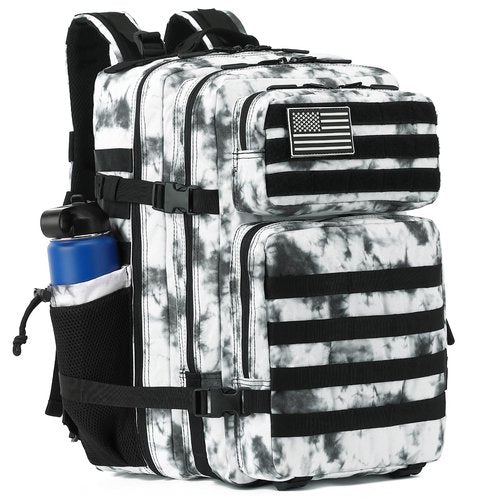 Yusudan Military Tactical Backpack for Men Women, 3 Day Assault Pack Army Molle Bag Hiking Backpacks (Marble White)
