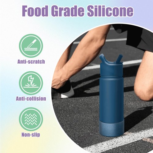 Diumepo Silicone Boot for Stanley 40 oz Tumbler- Matte Luster Protective Silicone Sleeve Fit for Hydroflask Water Bottle 12 oz -24 oz, Glitter Anti-Slip Bottom Sleeve Cover, BPA (Green)