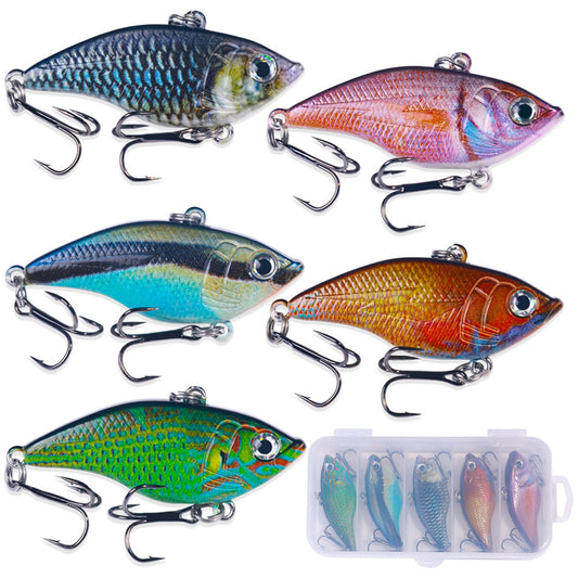 LURESMEOW Lipless Crankbait, Rattle Trap Fishing Lures for Freshwater Saltwater, Lipless Crankbaits for Bass Fishing Lure Set for Bass Trout Walleye Redfish Pike, 5pcs with Box…