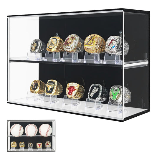 Acrylic Championship Ring & Baseball Dual Function Display Case, Swap Insert Wall Mountable, Gifts for Boys 8-12