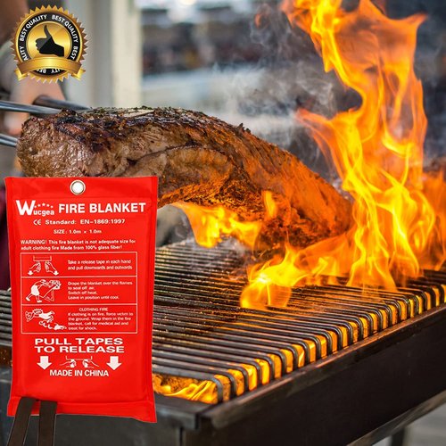 Wucgea Fire Blanket for Home and Kitchen - 4 pack Safety Fiberglass Emergency Fire Blankets Suppression Flame Retardant for School Fireplace Grill Car Office Garage Welding Warehouse 3.3ft x 3.3ft