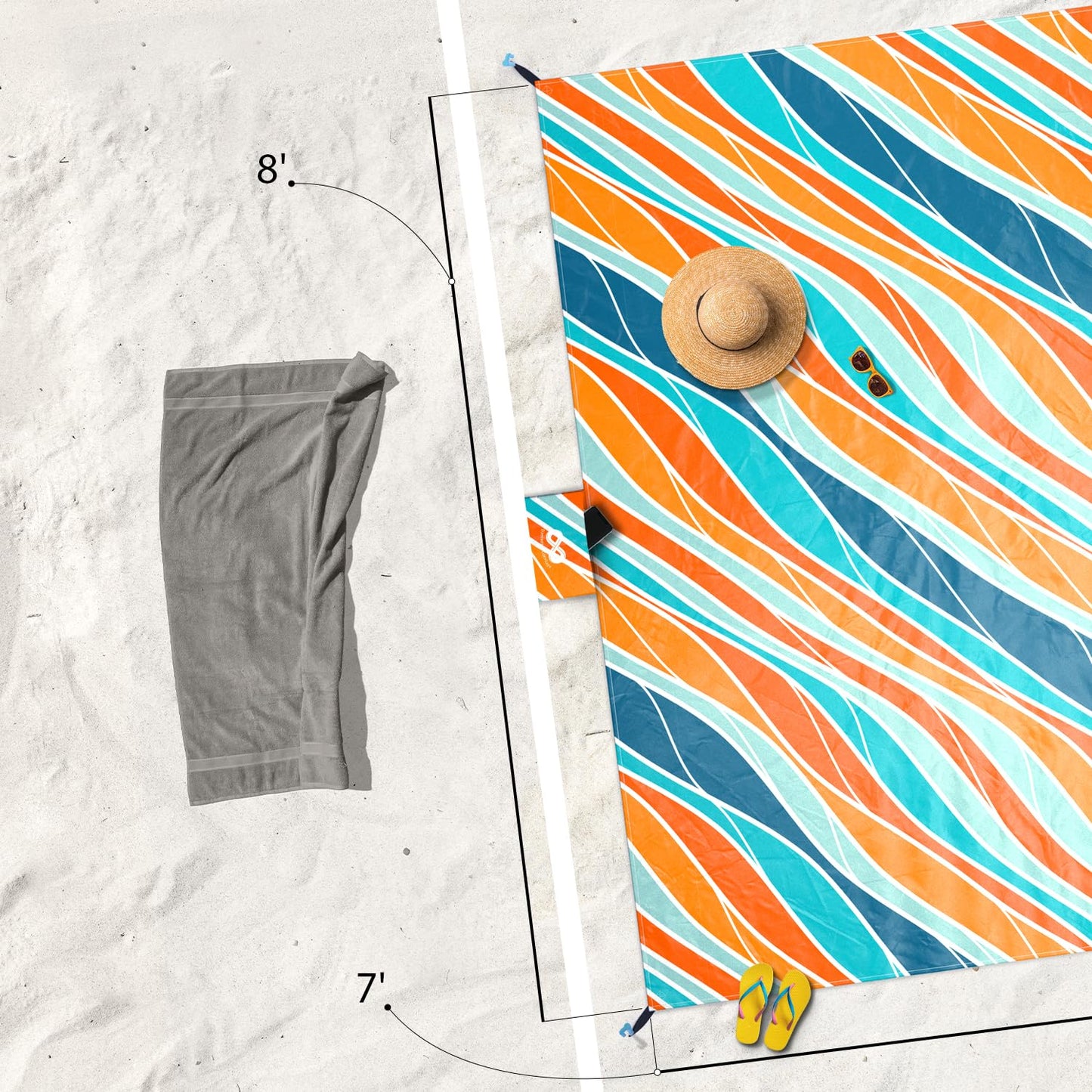 Everlasting Comfort Beach Blanket Bundle - Enjoy Sunny Days with Large, Sandproof Mats for Picnics and Beach Trips - Fits up to 10 Individuals