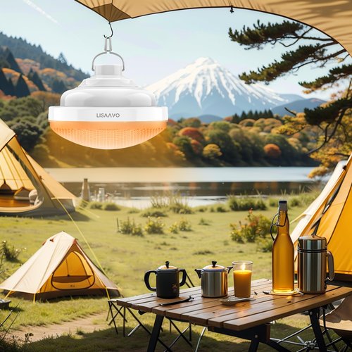 Lisaavo Rechargeable Camping Light 5200mAh Camping Lights and Lanterns Rechar Tent Light Night Market Lights for Tent,White