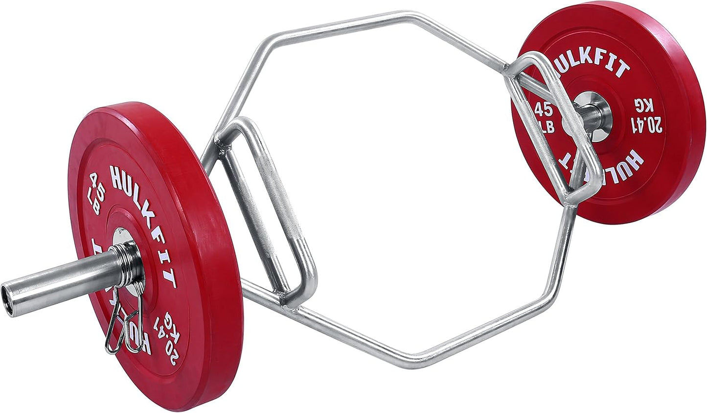 HulkFit 2-Inch Olympic Trap Bar Hex Bar Weightlifting and Strength Training Exercise Equipment for Home Gym Light Commercial Gym - Deadlifts, Squats, Rows, Bench Press and Farmer Carries, Multicolor