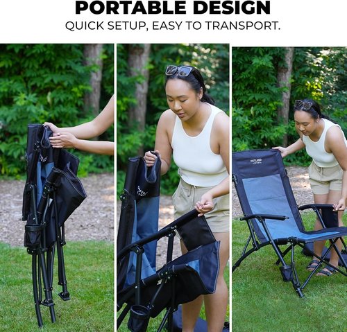 Outland Living Folding Camping Chair – Lightweight, Durable Chair for Outdoor Comfort and Portability | Easy Setup, Weather-Resistant Materials, Perfect for Camping, Hiking, and Travel