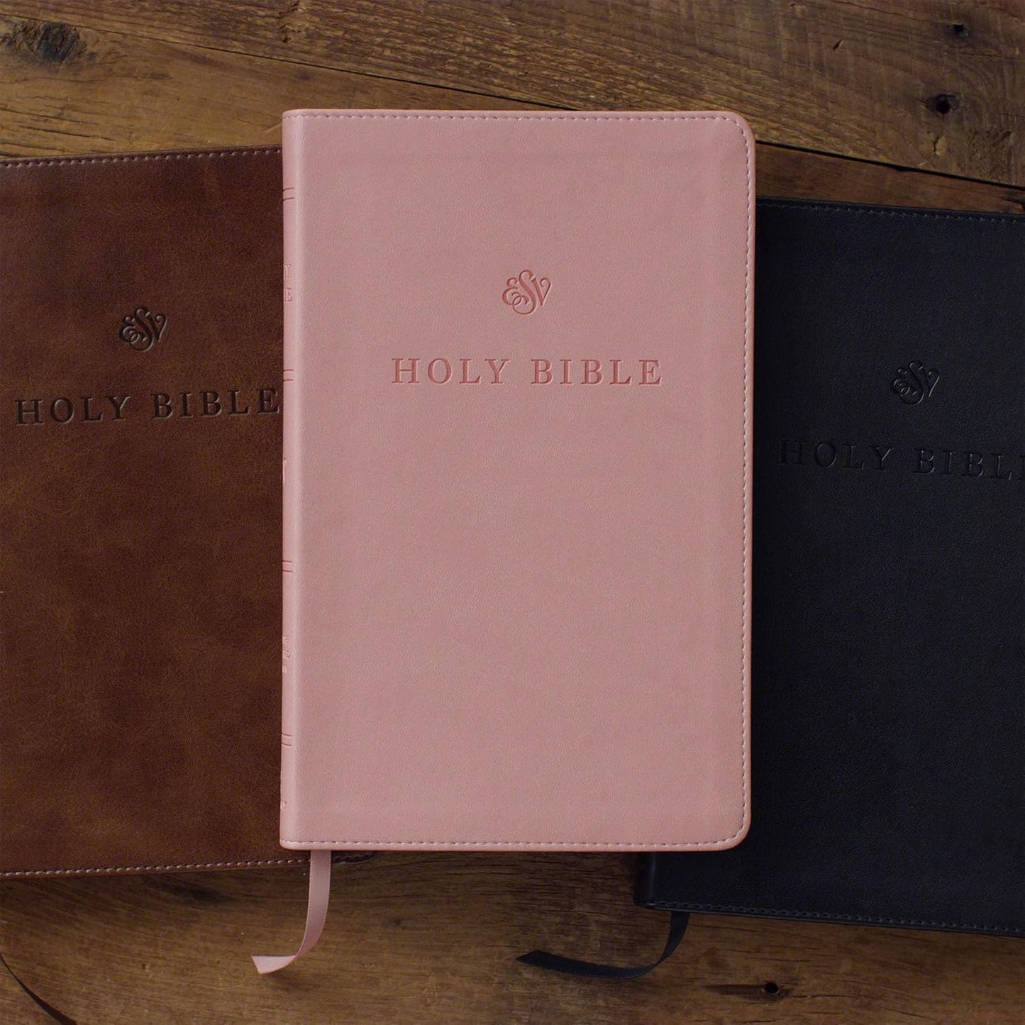 Custom Personalized Pink ESV Bible | Small Text | Blush Pink Engraved Name | Faux Leather Premium Church Bible | English Standard Version Translation with Lay Flat Design