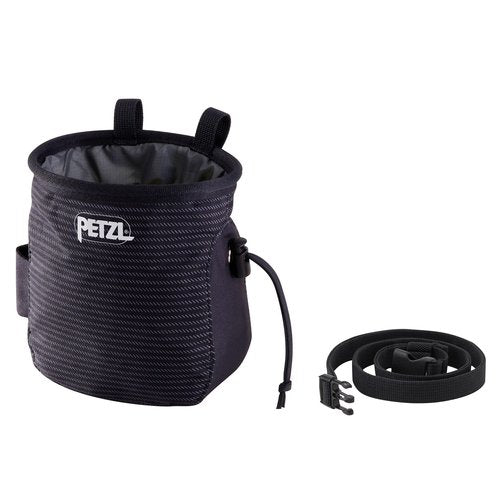 PETZL SAKA Ergonomic Chalk Bag with Belt, Chalk Stripes