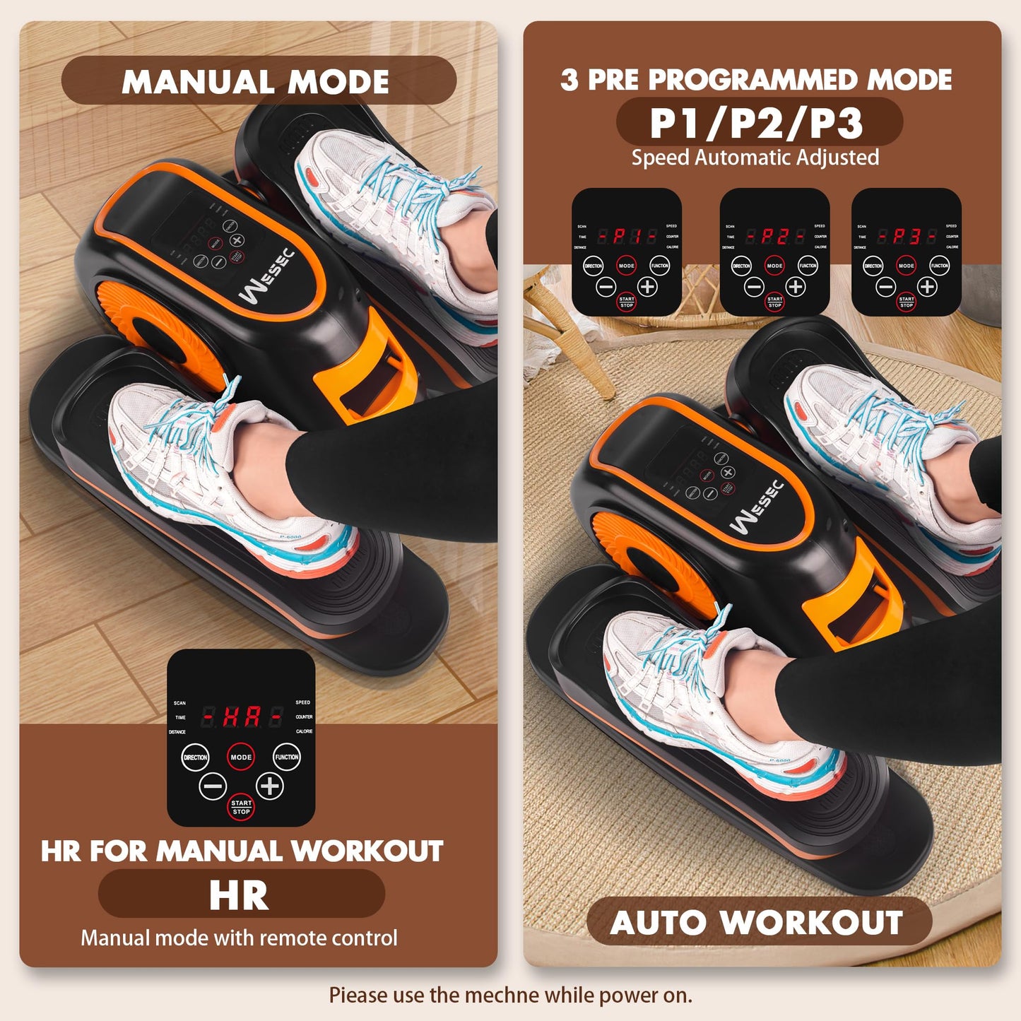 Wesec Under Desk Elliptical Machine, Electric Elliptical Training Machine w/Remote & 12 Speeds Level, Manual & Auto Mode, Elliptical Traier for Seniors Seated Pedal Exerciser for Home Office