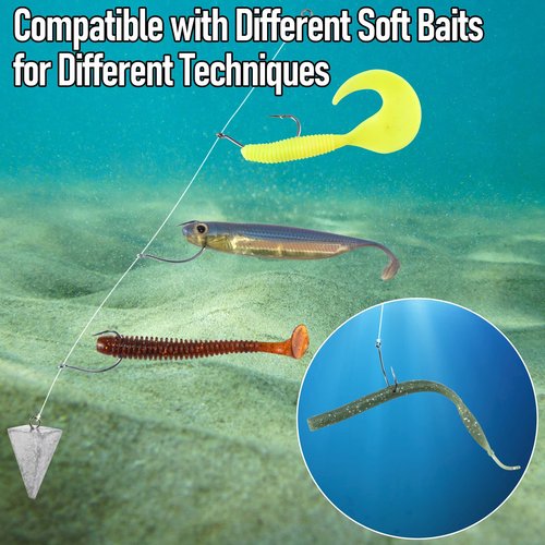 Dr.Fish 100 Pack Drop Shot Hook Bass Fishing Hooks Freshwater Black Nickel Wacky Hooks for Drop Shot Rig #3