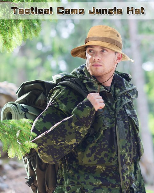 Coume 6 Pieces Safari Boonie Hats Bulk Wide Brim Fishing Hats for Men Women Camo Boonie Cap for Safari Military Hiking(Simple Style)