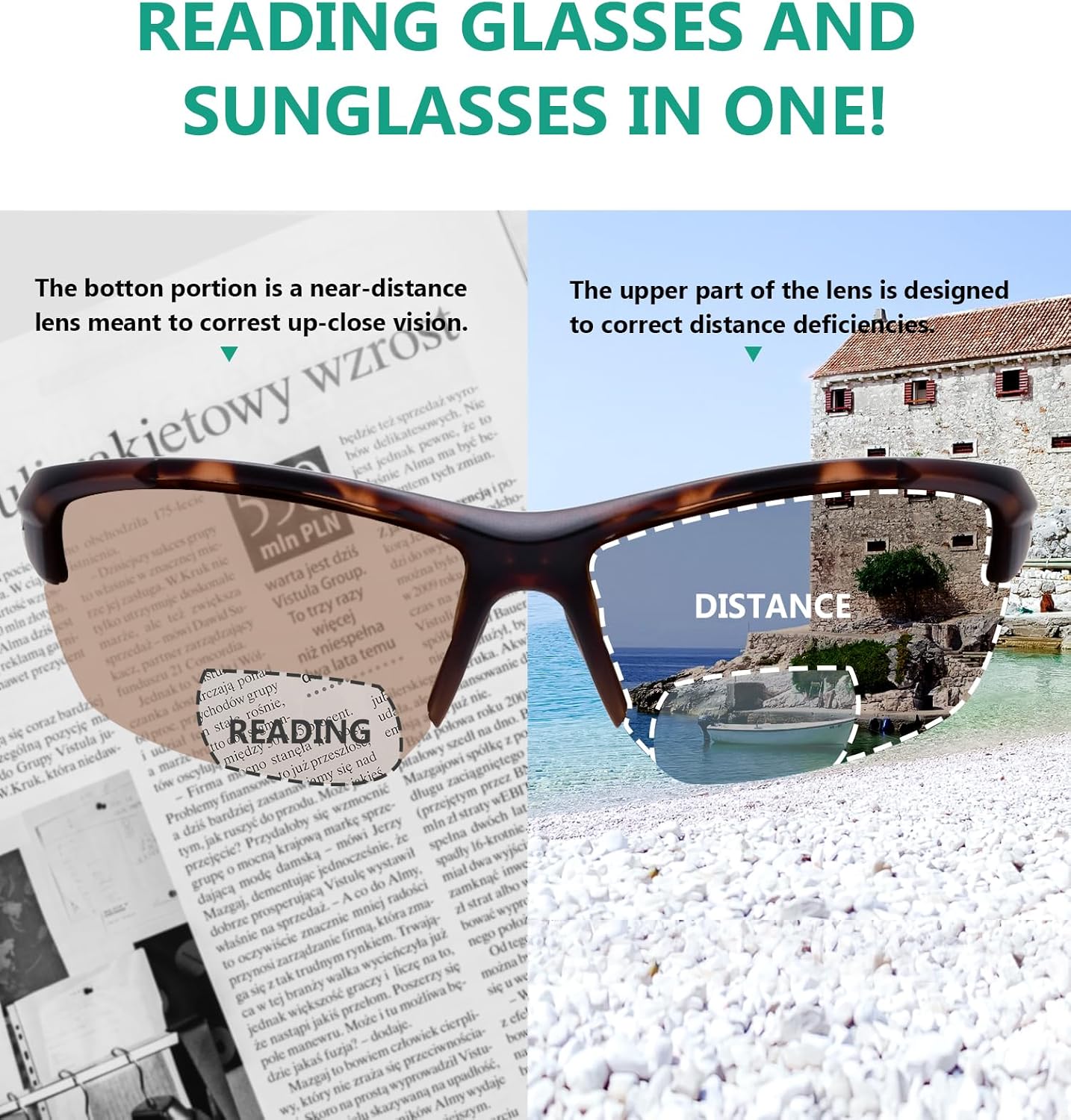 Eyekepper TR90 Frame Bifocal Sports Sunglasses Baseball Running Fishing Driving Golf Softball Hiking Sunshine Readers