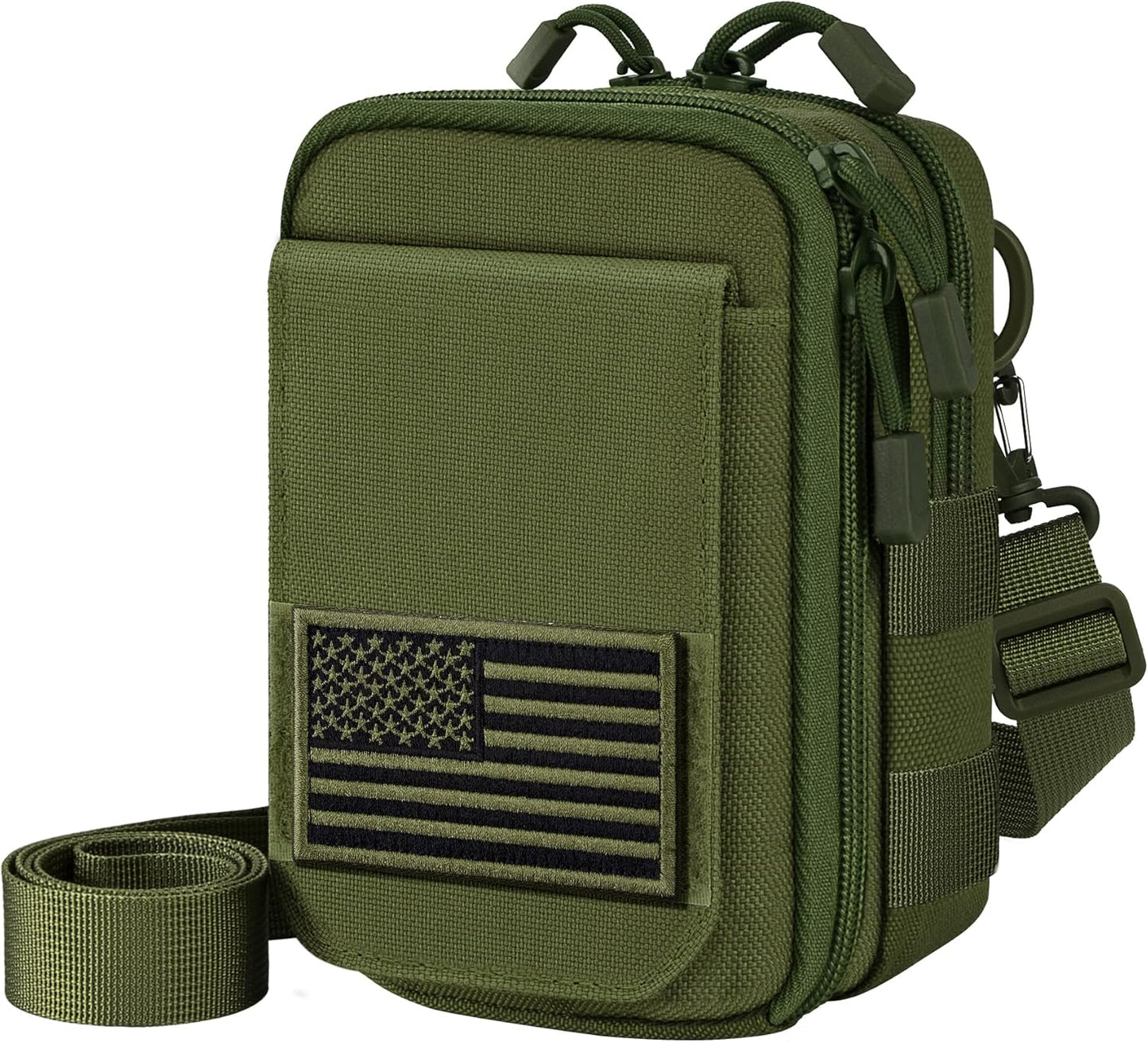 IronSeals Multipurpose Tactical Nylon Molle Utility EDC Pouch Waist Pack Detachable Strap with Flag Patch for iPhone 15 Pro Max/15 Pro/15/14 Plus/14 Pro Max/13 Pro Max/12 Pro Max/11 Pro Max