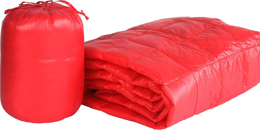 PUFF 50" x 70" High Loft Down Indoor/Outdoor Water Resistant Throw with Extra Strong Nylon Cover, Coral