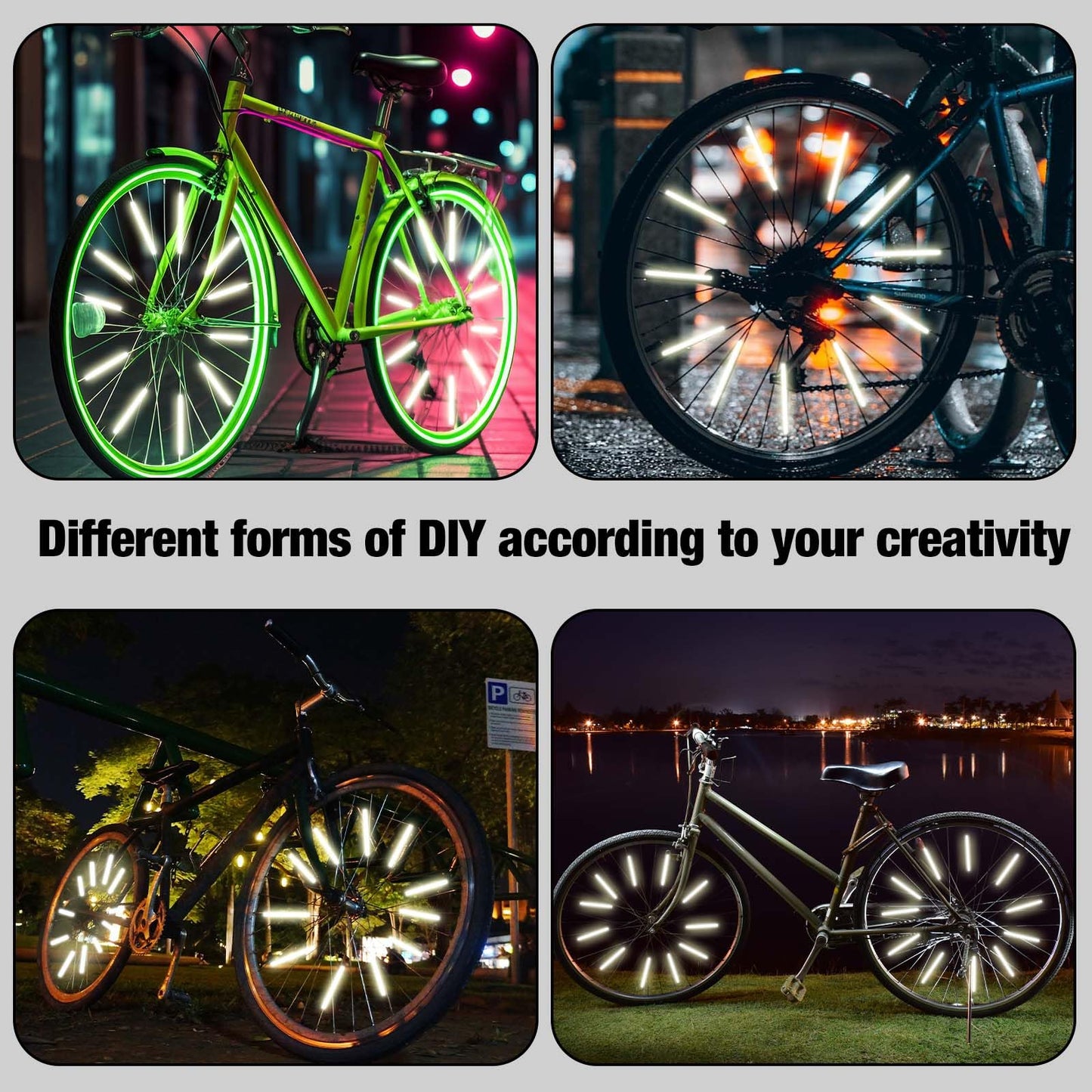 84 PCS Reflective Spoke Covers, Bike Spoke Reflector Bicycle Spokes Skins Wraps Bike Wheel Reflector Tube Spokes Covers Wheel Decoration Reflectors for Road Mountain Bicycle Motorcycle Dirt