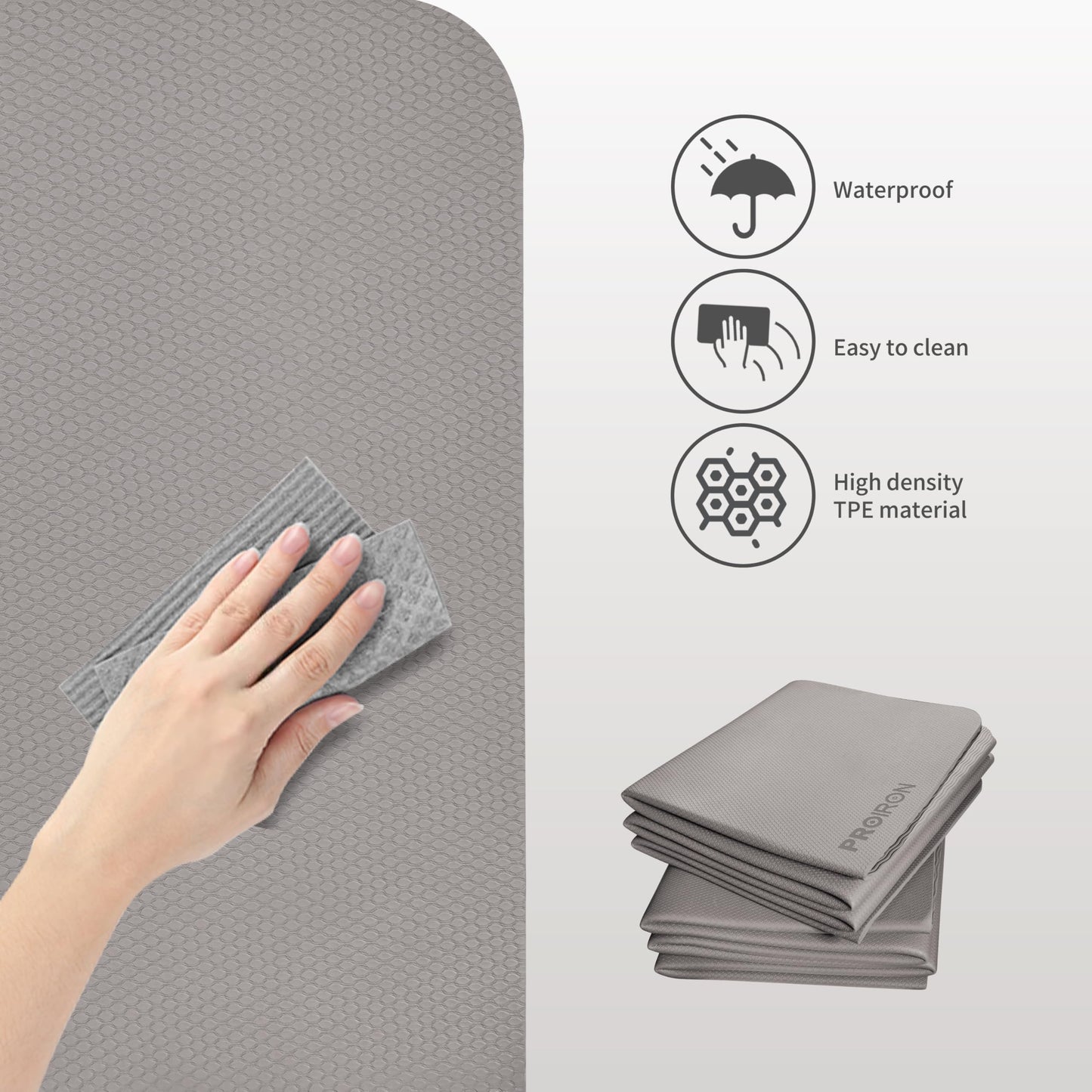 PROIRON Foldable 72"x24"x0.24"(6mm) TPE Travel Yoga Mat, Folding Mat Thick for Home Workout & Travel, Non Slip Yoga Mats with Carry Bag, Packable Pilates Mat for Home Gym, Pilates, Fitness, Stretching-Brown