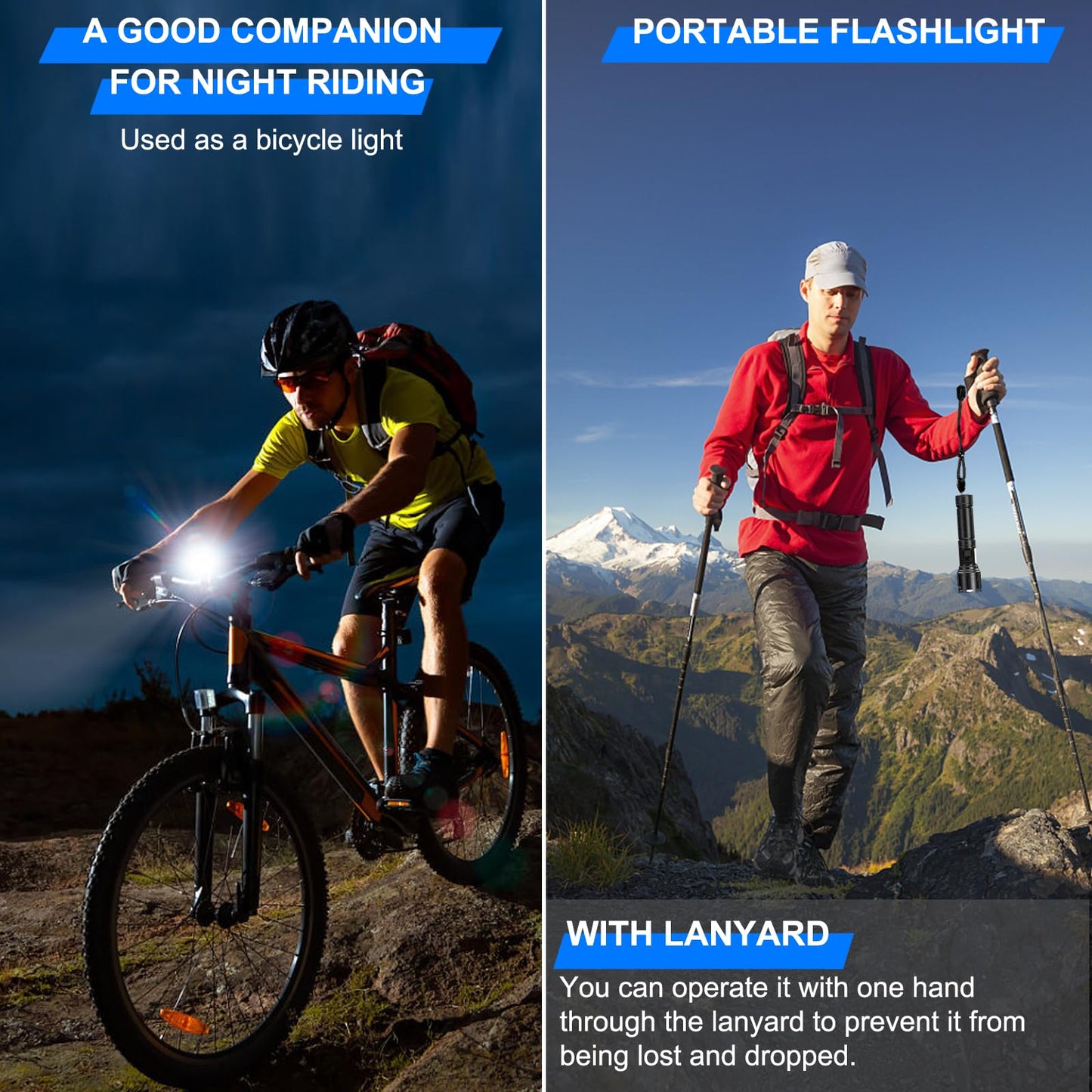 Rechargeable Magnetic Flashlights High Lumens, Super Bright LED Powerful Flashlight 8 Modes with COB Work Light, Waterproof Handheld Flash Light for Camping (2 Pack with Paper Box, Black)