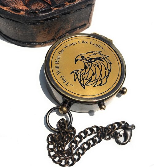 Eagle Compass Gift Set with Leather Case - Perfect for Graduation & Eagle Ceremony