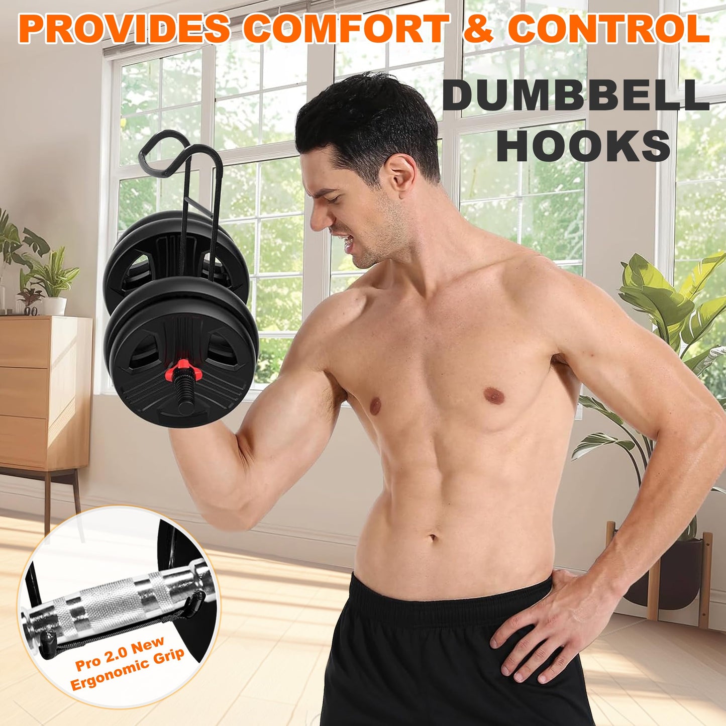 EWEGERT Dumbbell Spotter Hooks Hanger, 250 lbs Load Capacity Heavy Power Dumbbells Rack Attachments for Dumbbell Bench Press with Wrist Straps, Pairs