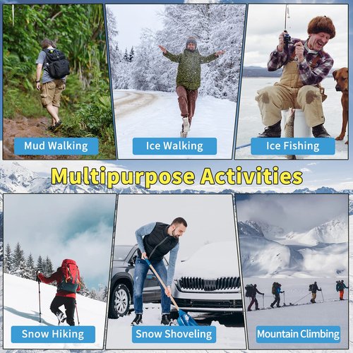 Xproutdoor Crampons Ice Cleats Snow Grips, Anti-Slip Traction Lightweight Portable for Walking on Snow & Ice, for Shoes/Boots