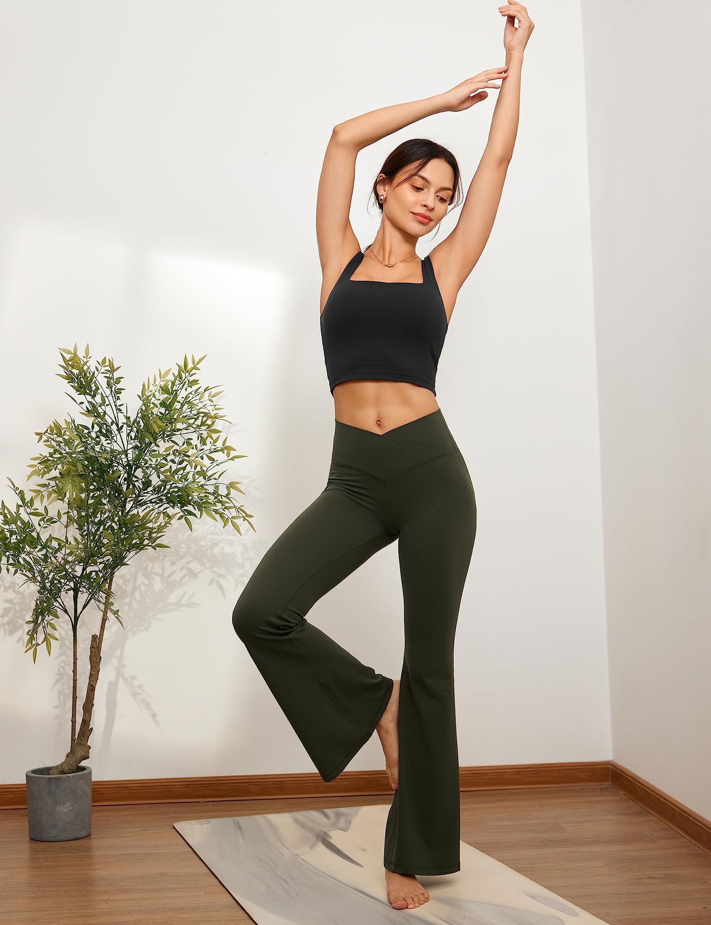 CRZ YOGA Butterluxe Square Neck Crop Tank Tops for Women - Workout Longline Sports Bras Padded Yoga Camisole Black Medium