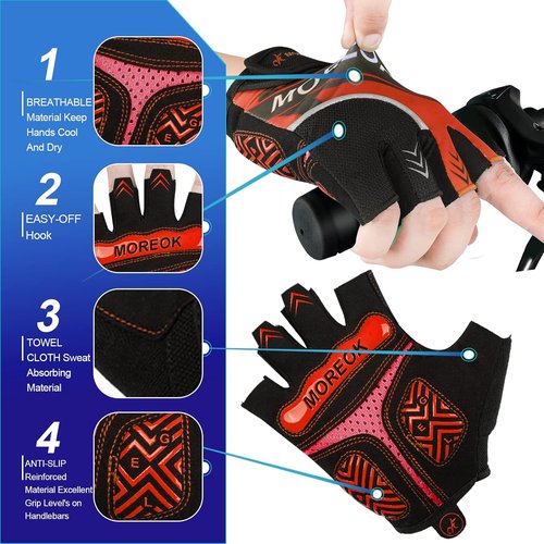 BIKINGMOREOK Mountain Bike Cycling Gloves for Men Women,Half Finger Workout Sports Road Biking Bicycle Gloves with 5MM Anti-Slip Gel Pads