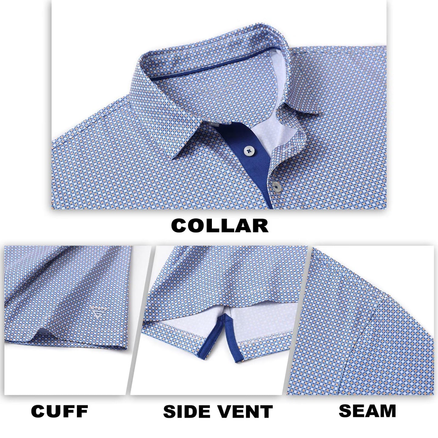 M MAELREG Golf Shirts for Men Dry Fit Print Patterns Performance Moisture Wicking Mens Polo Shirts Short Sleeve