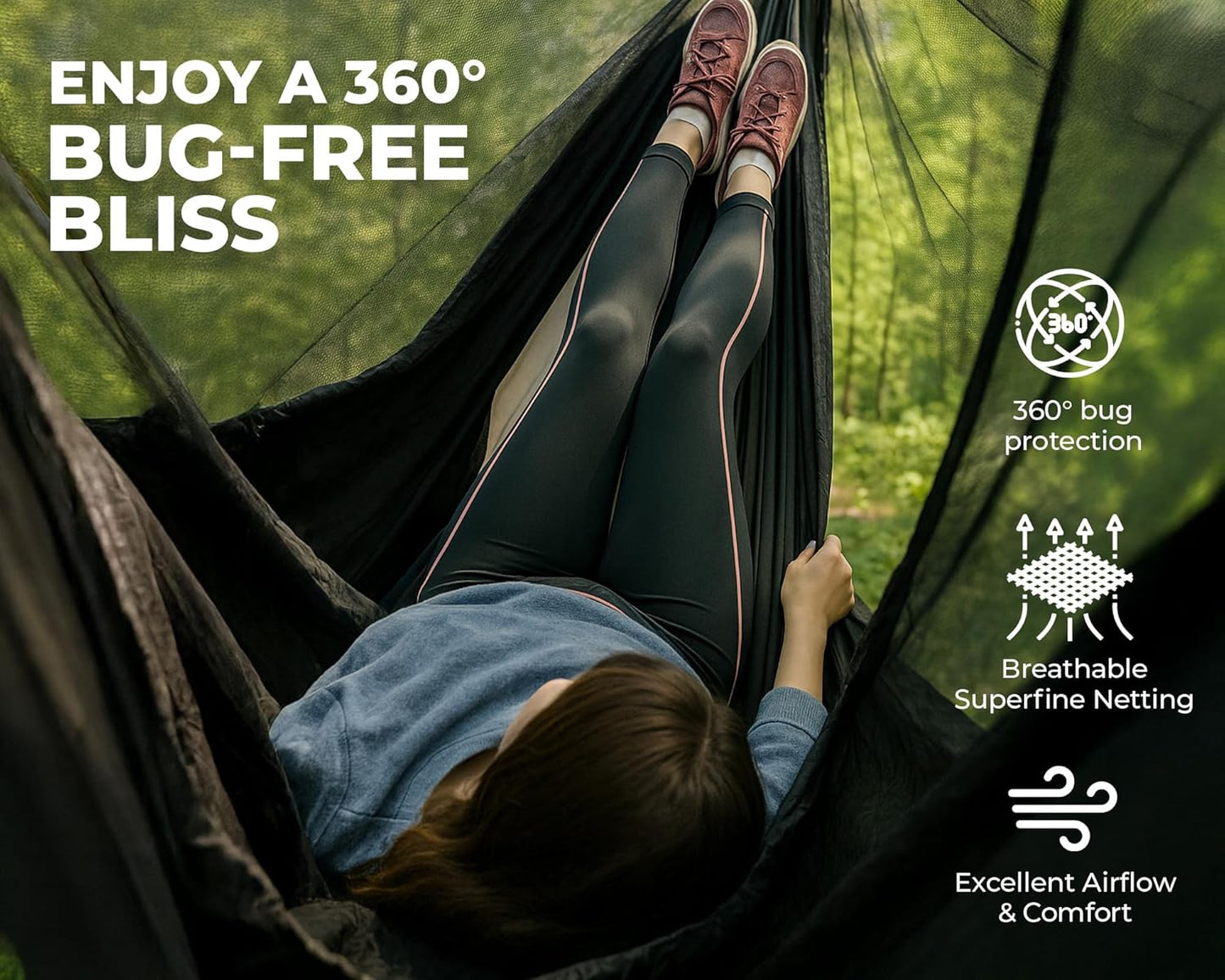 Foxelli XL Hammock Net – 12ft Net for Hammocks, Lightweight Portable Hammock Netting, Fast and Easy Set Up, Fits All Camping Hammocks