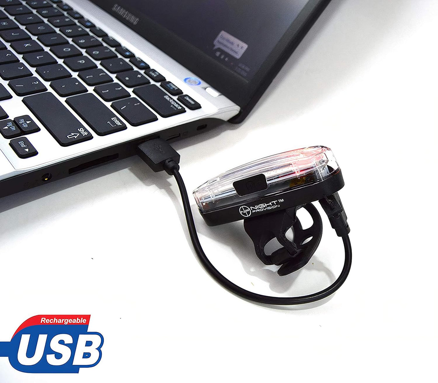 Night Provision PSR-120 RED & Blue Strobe Police Patrol Rear Bike Light USB Rechargeable for Professional Use Only