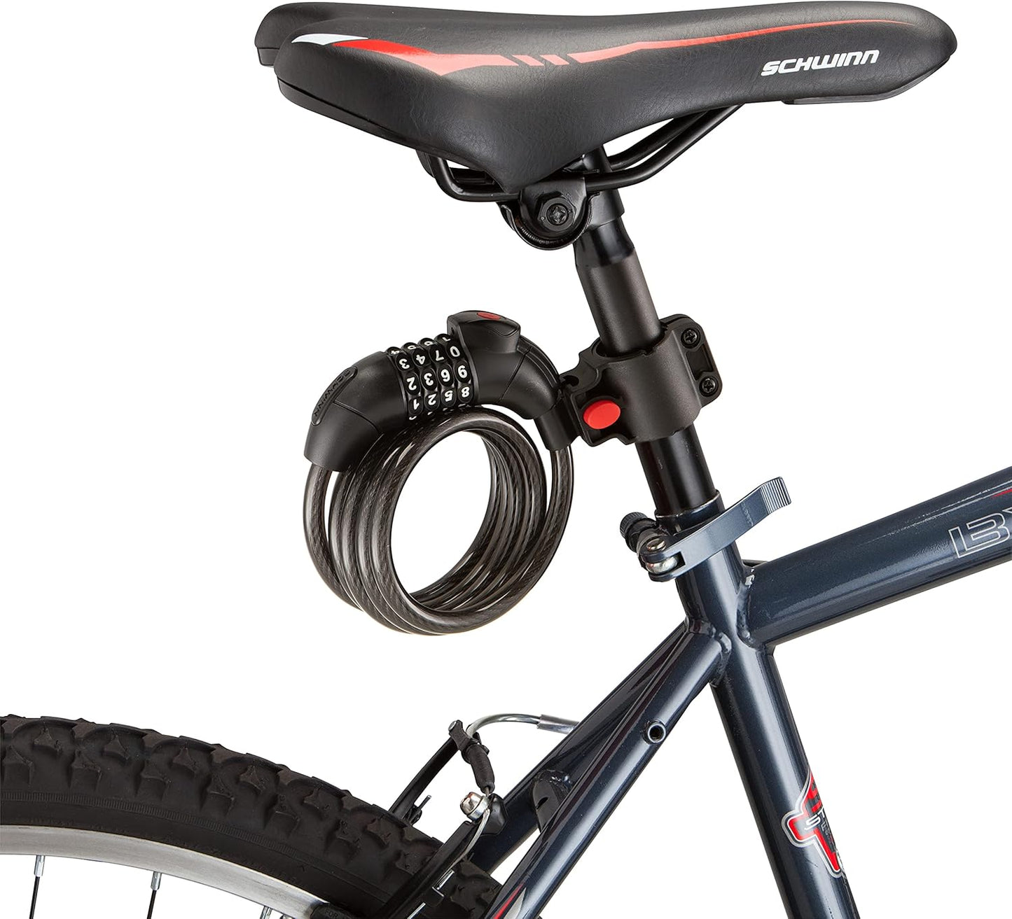 Schwinn Combination Bike Lock in Braided Steel Cable, 6 feet x 12 mm Anti Theft Bicycle Lock, Black, Security Level 3