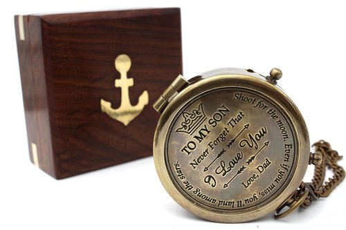 to My Son, I Love You – Personalized Sundial Compass with Case, Pocket Compass Gift for Son, Mom & Dad to Son Gift, Grandson Gift, Special Love Message – Unique Keepsake for Son