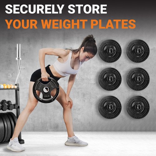 Yes4All Wall Mounted Weight Plate Holder, Fit 2" Olympic Weight Plates with Maximum 550lbs Capacity Set of 4